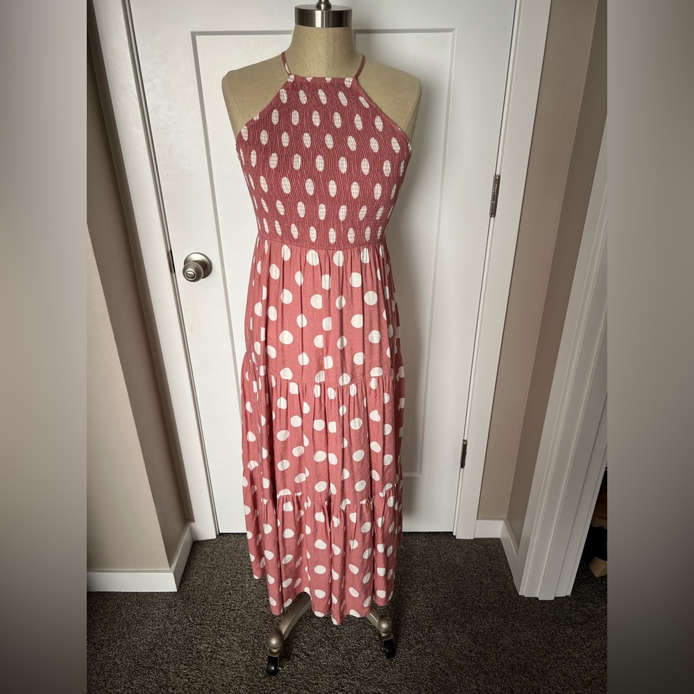 Pink Polka Dot Halter Dress